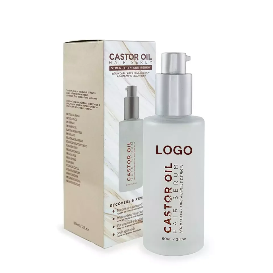 Private Label Advanced Hair Growth Serum with Castor Oil For Longer Hair and Eyelashes
