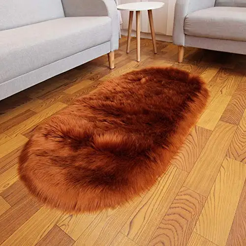Rug Area Solid Sheepskin Skin Rabbit Mongolian Fancy Door Mat Shag Carpet Top 2X3 Faux Fur Bedside Rugs for Bedroom