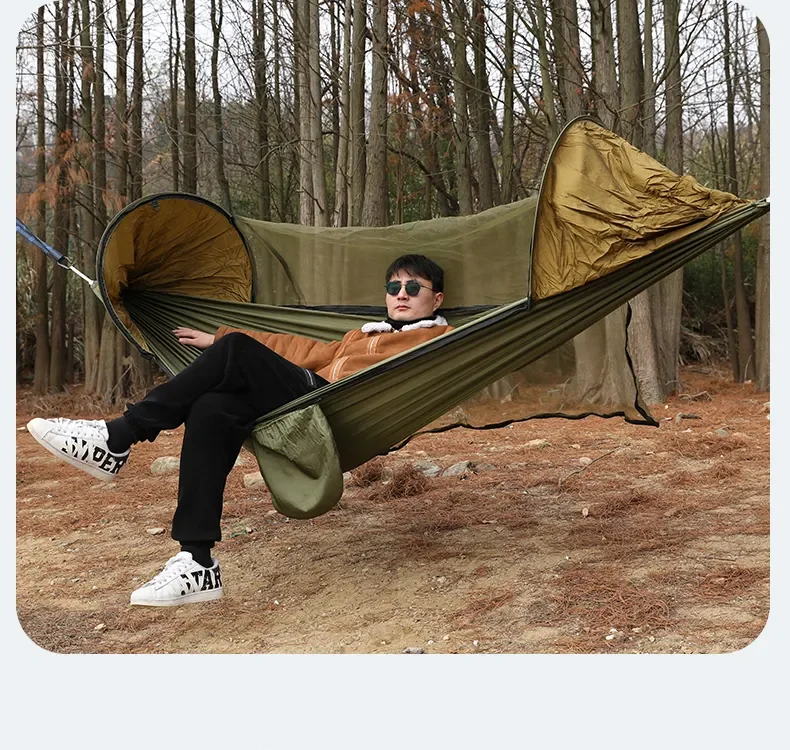 MINGCHAN Best Quality Tear Resistant Double Person Parachute Hammock With High Density Mosquito Net