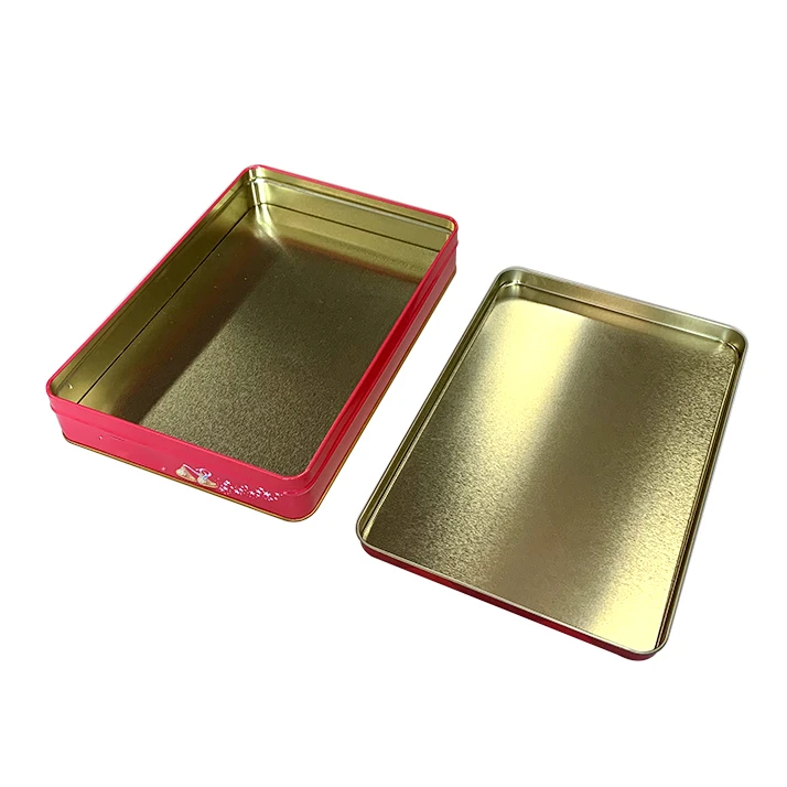 High Quality Luxury Large Rectangle Square Food Safe Cookie Biscuit Tin Custom Printed Metal Tin Case for Food Packing