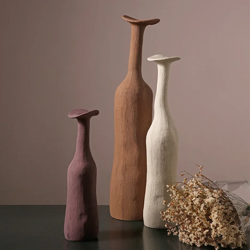 Креативная керамическая ваза ручной работы Morandi натурального цвета wabi-sabi скандинавские художественные украшения