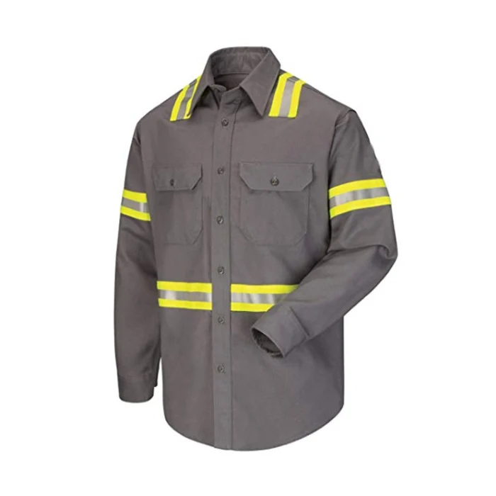 Wholesale Mens High Visibility Shirts Work Shirts with Reflective Tape