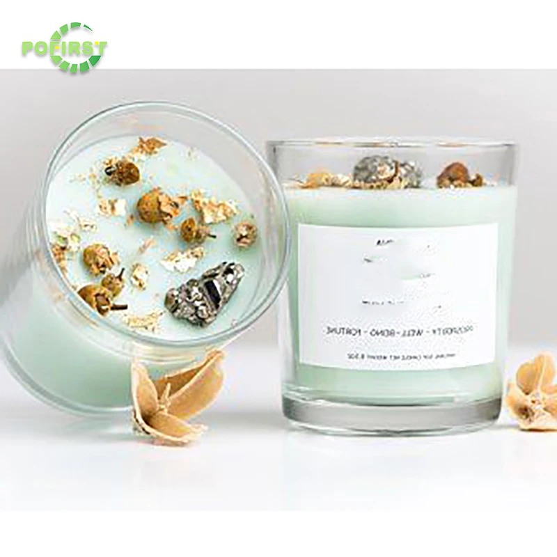 Customised Gemstone White Candles Scented Wax Jelly Scented Organic Aroma Ceramic Shell Art Travel Scented Candles Flower