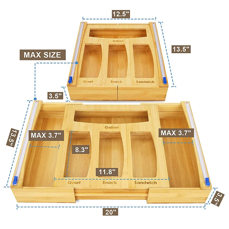 Multifunctional Expandable Premium Bamboo Kitchen Utensil Cutlery Silverware Drawer Holder Storage Organizer Tray