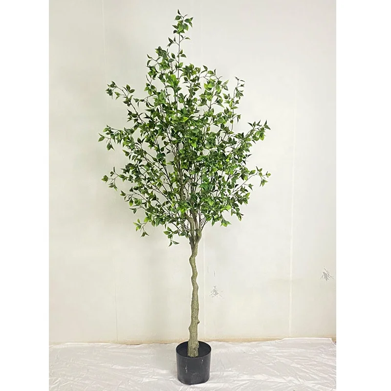 150CM/5ft height indoor plastic artificial green Lemon leaves tree  bonsai plant, Lemon bonsai tree artificial potted tree