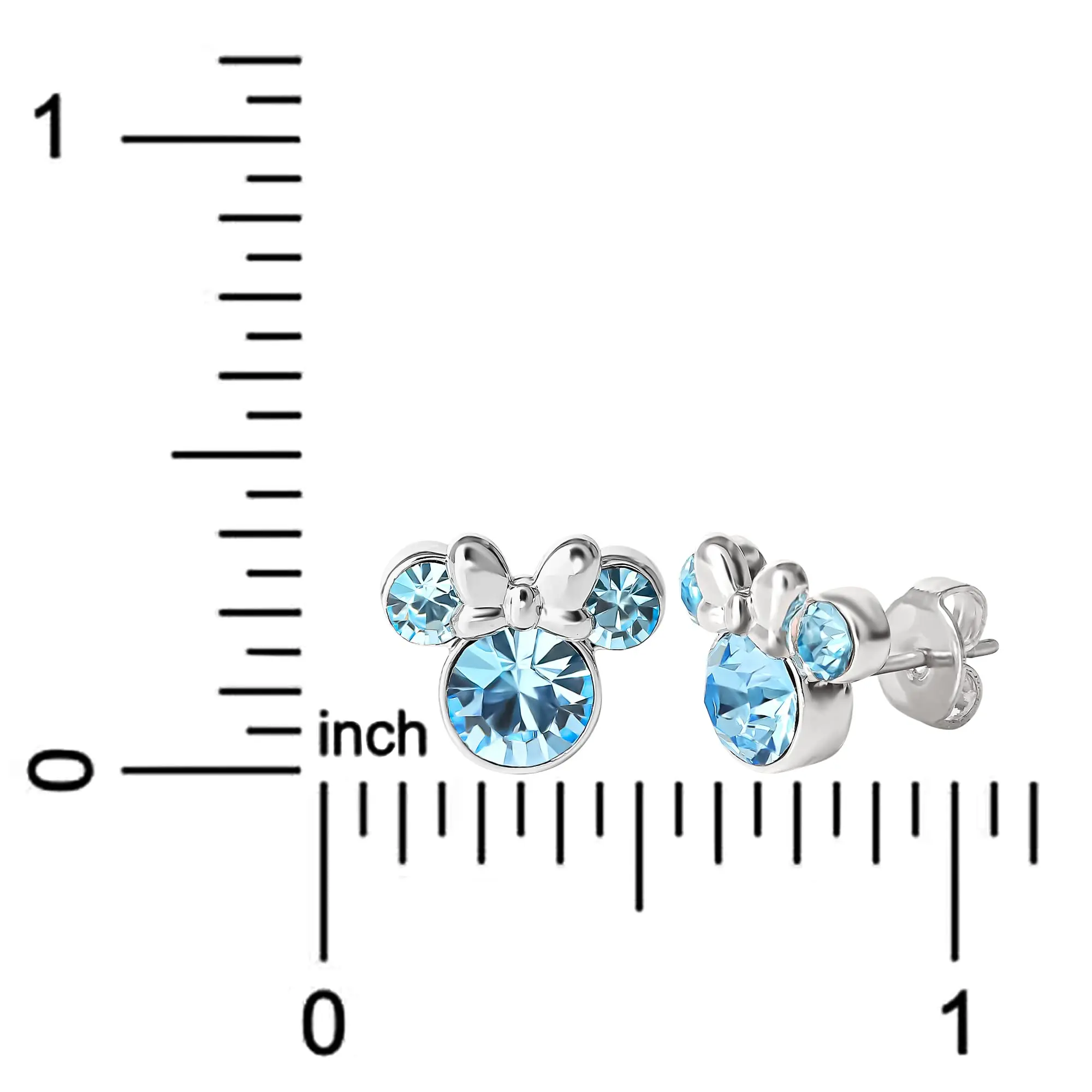 Top Fashion Di.sney Minnie Mouse Stud Earrings Faux Amethyst Birthstone Pendant Silver Plated Women Jewelry