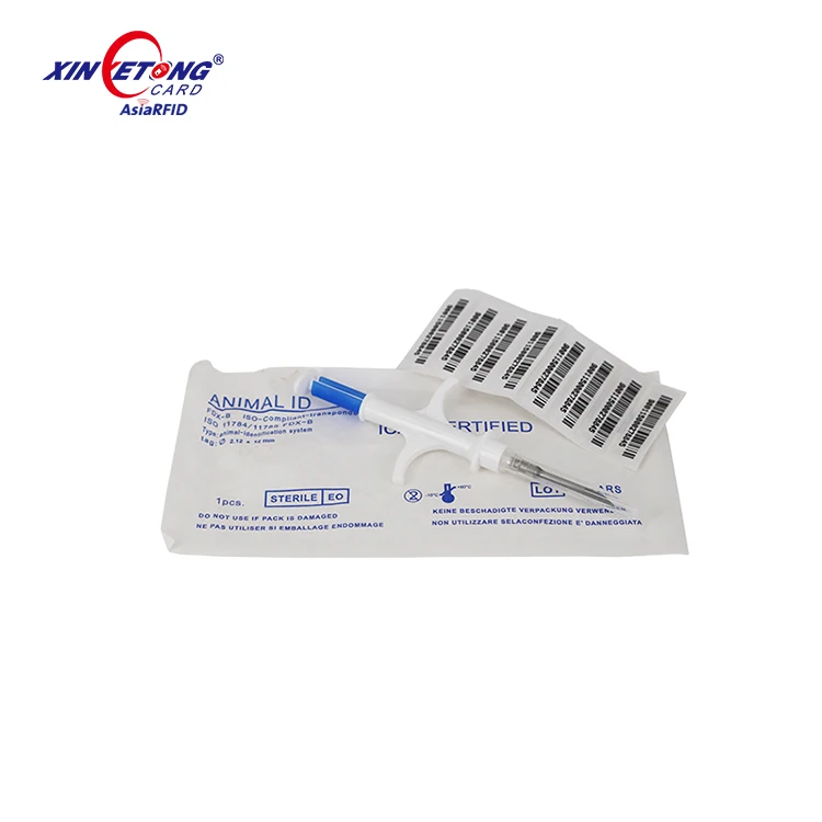 RFID id microchips implant syringe for  animal pet id microchip 1.4*8 mm