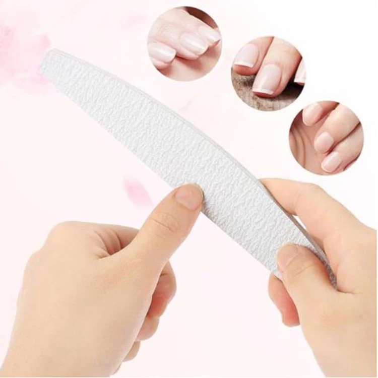 Wholesale Half Moon Zebra Disposable Custom Printed 100/180 Grit Nail File Professional Japan Sandpaper Nail File