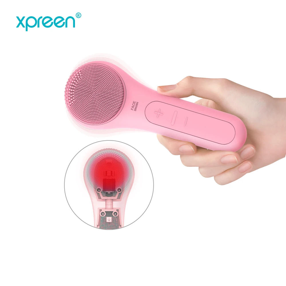 Person skin care manufacturers bulk customized electronic heated silicone exfoliating sonic electric facial cleansing brush
