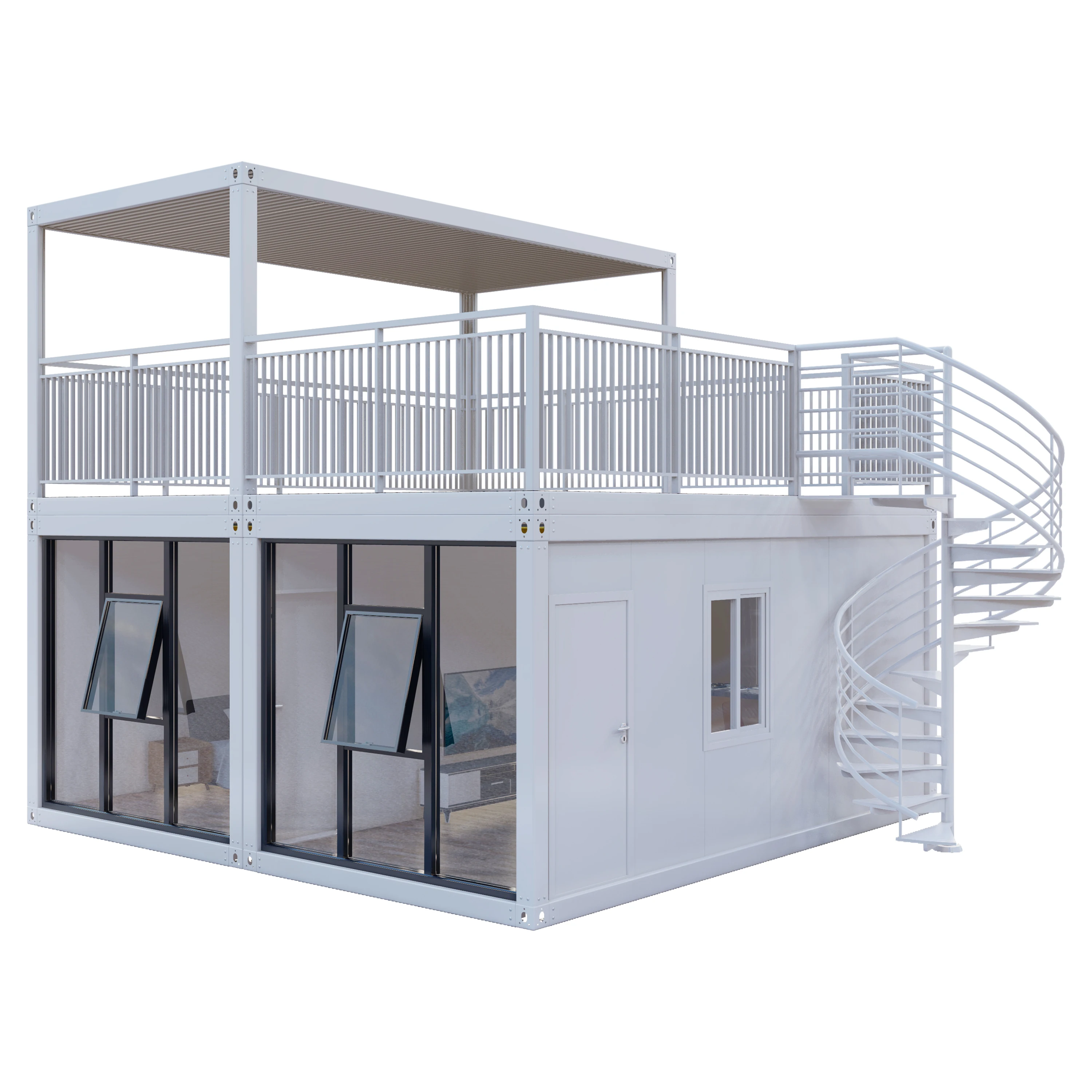 High Quality 20/40ft 2/3 bedroom Prefab Modular Container House With Spiral Stair For Outdoor