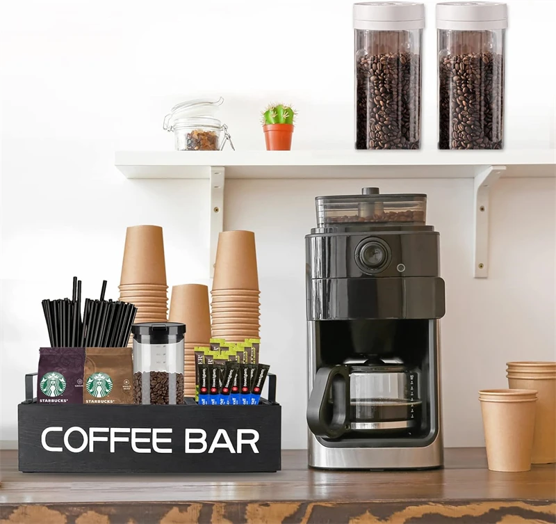 Coffee Station Organizer for Countertop Coffee Bar Accessories Organizer Farmhouse Coffee Caddy for Storage