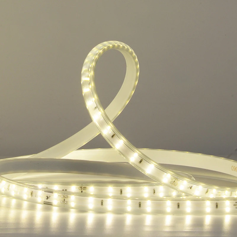Новая гибкая светодиодная лента 2835 SMD rgb теплый белый 220 В 50 м наружная водонепроницаемая ip65 веревочная лампа