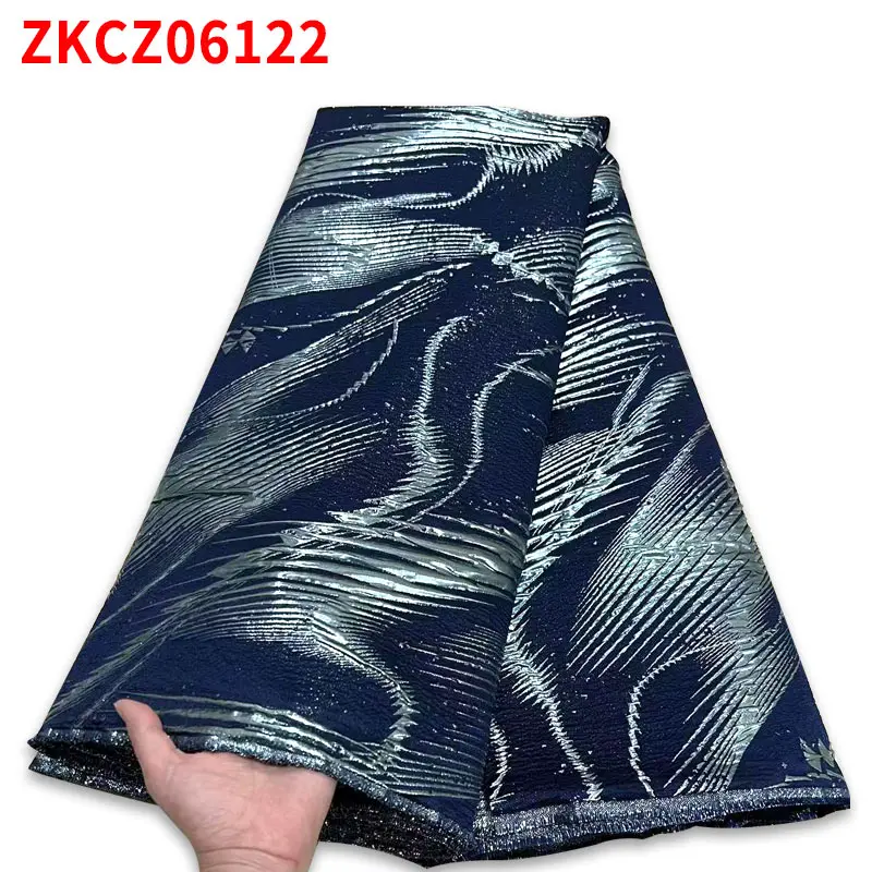 French Gold Organza Stripe Brocade Lace Fabric 2022 African Nigerian Jacquard Tulle Organic Fabrics