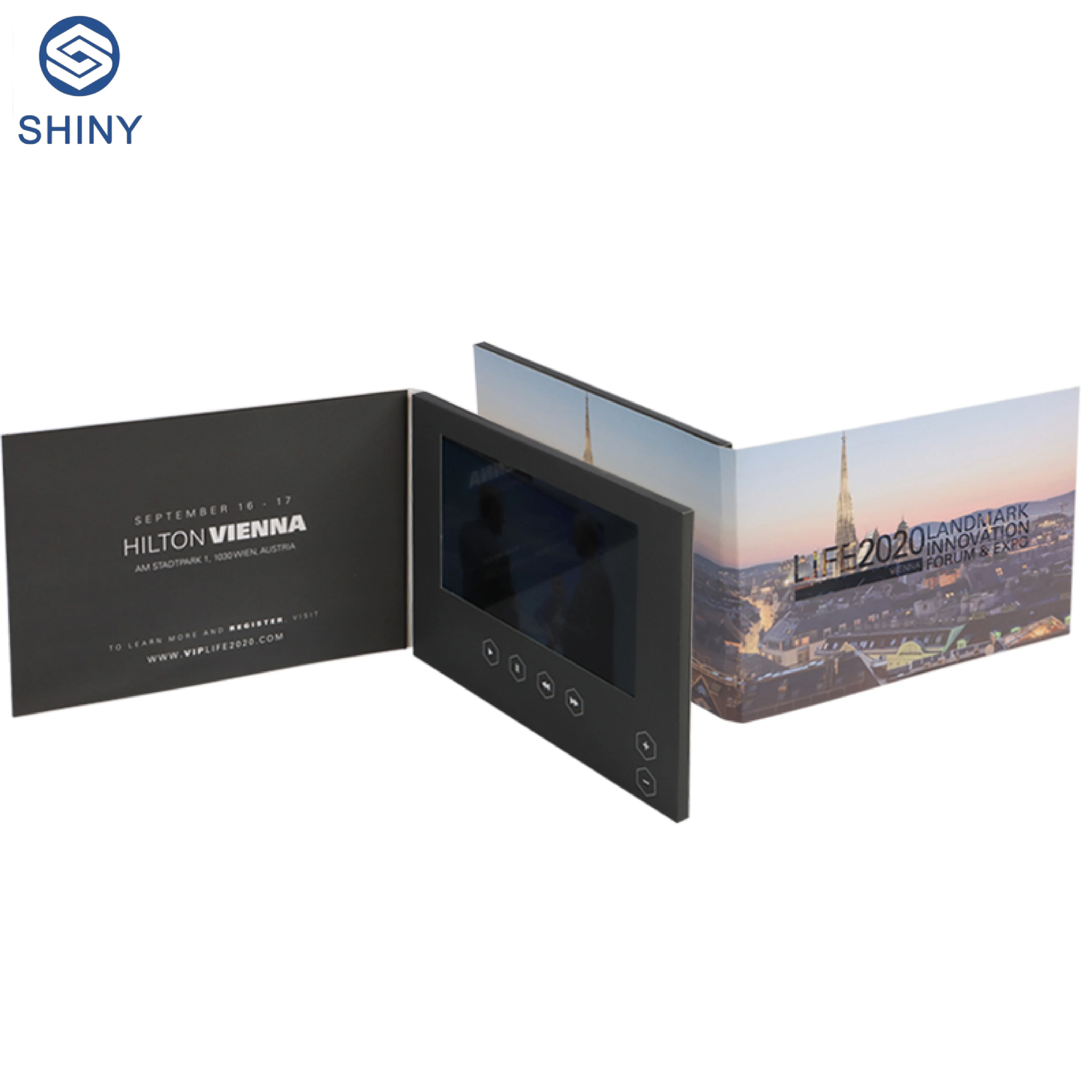 Custom Printing Wedding Invitation Greeting Card LCD Screen Video Book 7 inch IPS Screen Video Brochure