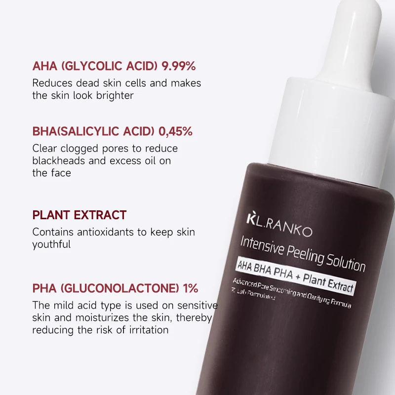Private Label Fruit Acid Salicylic Acid Facial Serum Clean Pores Soft Exfoliation Deep Peeling Anti Acne Treatment Solution