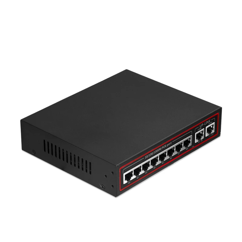 8 порт сети гигабитный коммутатор POE + 2 Ethernet