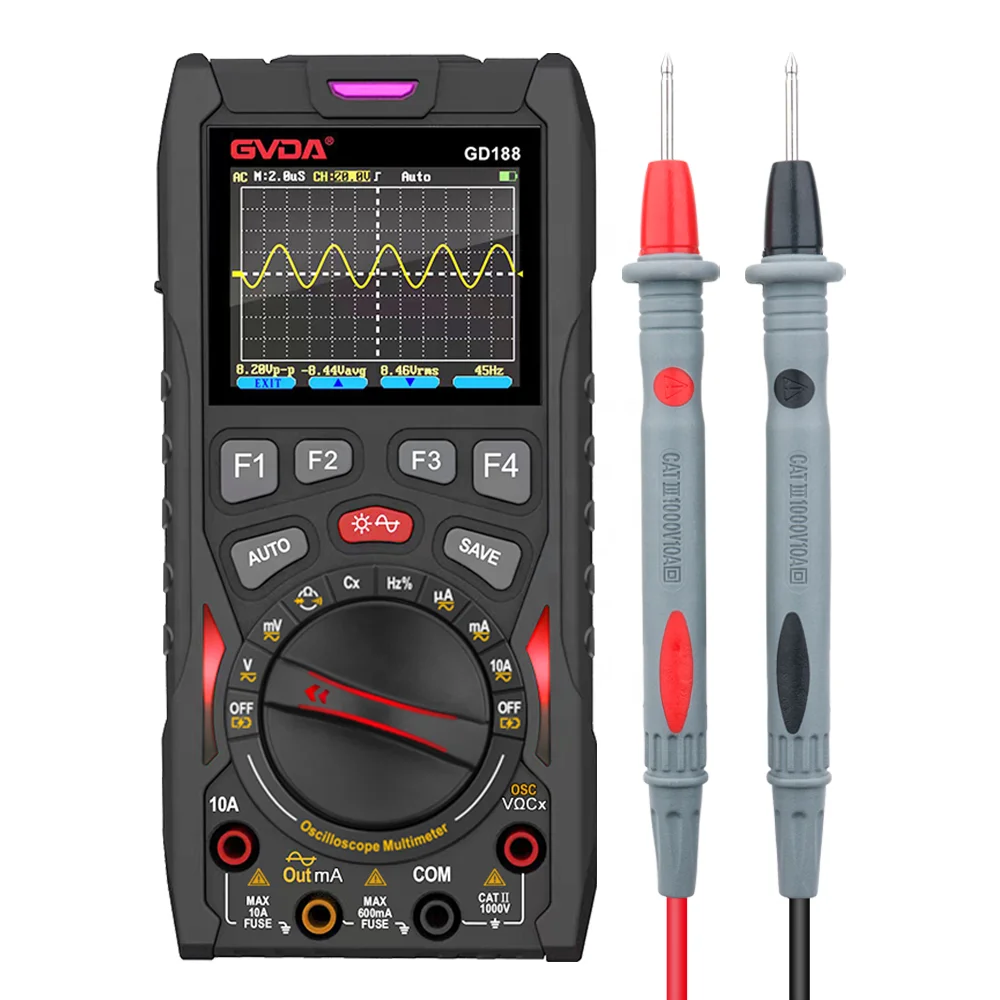 GVDA 3 in 1 Digital Oscilloscope 12MHz Analog Bandwidth Smart Multimeter Rechargeable Multimetro Signal Generator Voltage Tester