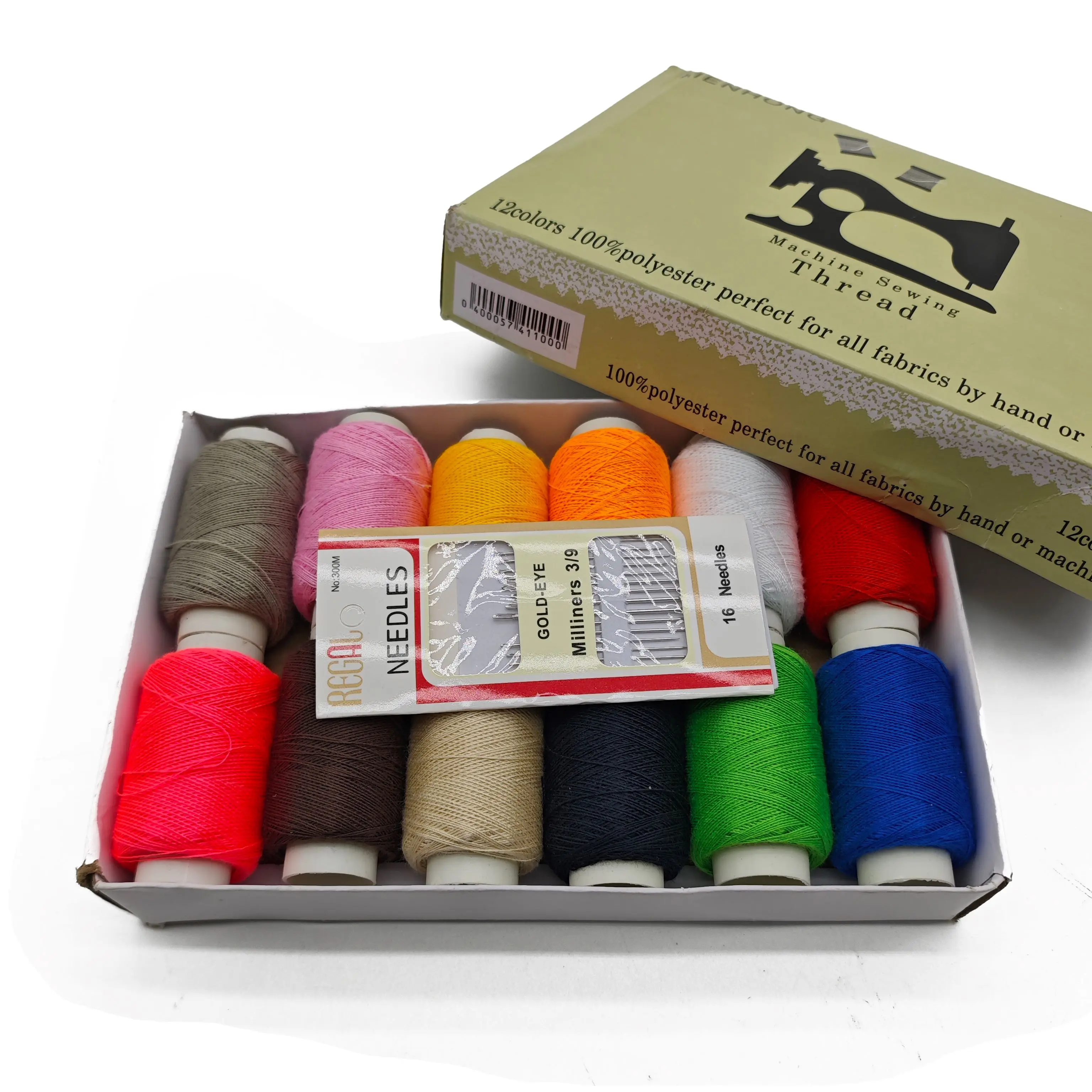 40s/2 small cone home sewing thread needle set 12 colors for home using
