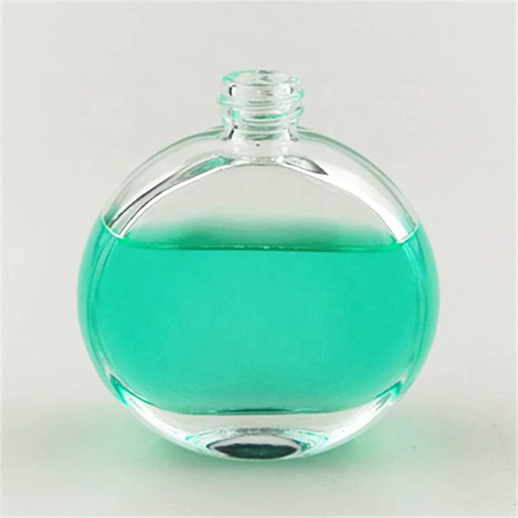 60ml  2oz flat round oblate Clear  thick bottom glass oil serum dropper bottle  for Essential Oil