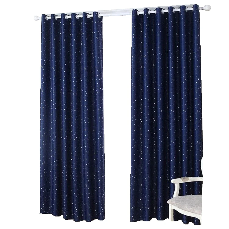 Hot Sale Blackout Curtain High Shading Curtain, Star Pattern Silver Hot Stamping Print Curtain
