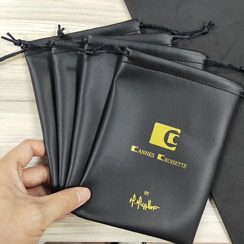 Custom Logo Small Private Label Pocket Packaging Mini Pu Leather Jewelry Pouch With Drawstring Closing For Ring