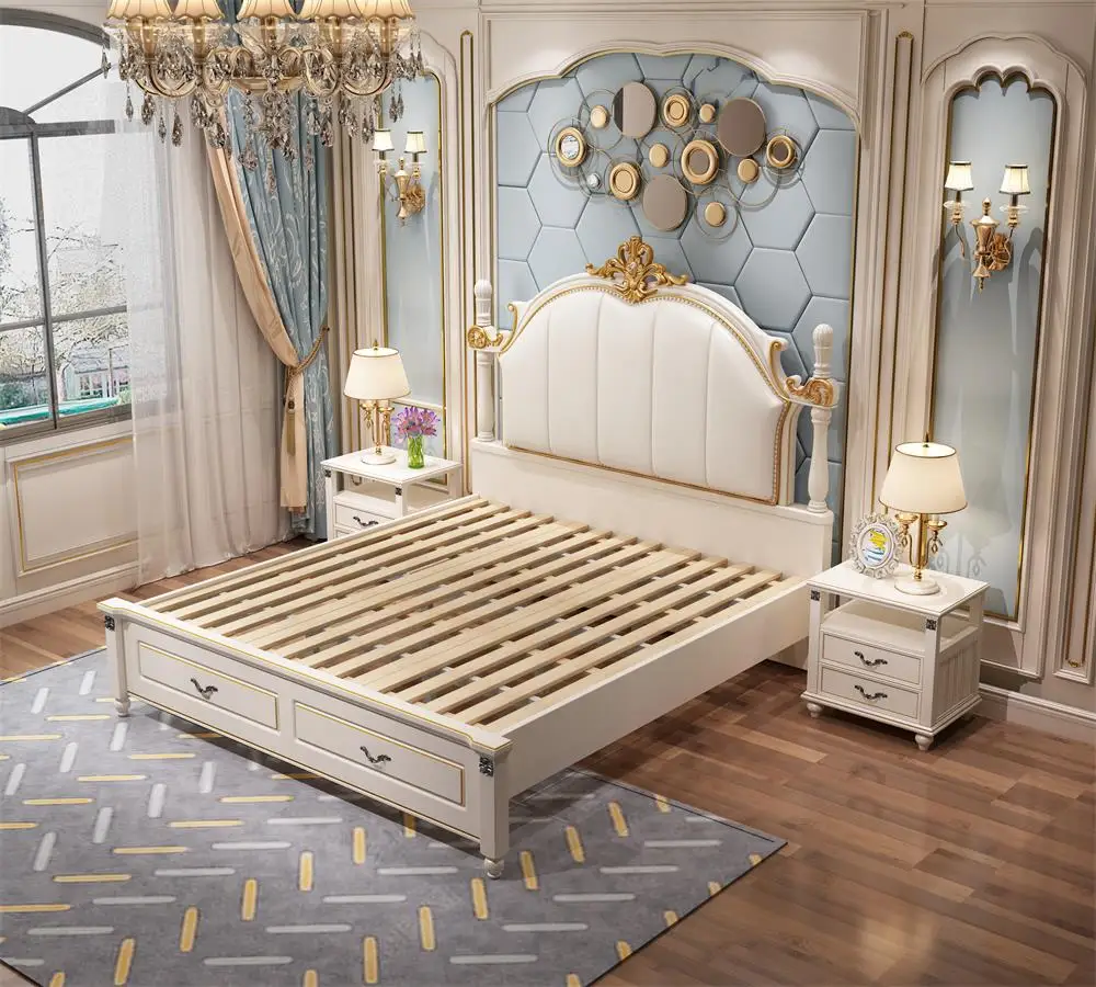 European Style Master Bedroom Bed Delicate and elegant sofa bed Nice double bed