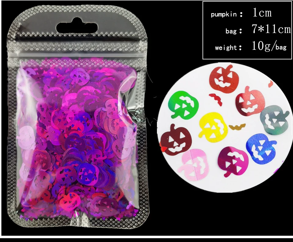 Halloween series laser pumpkin sequins crystal epoxy slime material set nail art material
