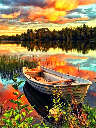 5D DIY Diamond Painting Sunset Full Square Round Drill Diamond Embroidery Boat Scenery Cross Stitch Mosaic Sale Crafts