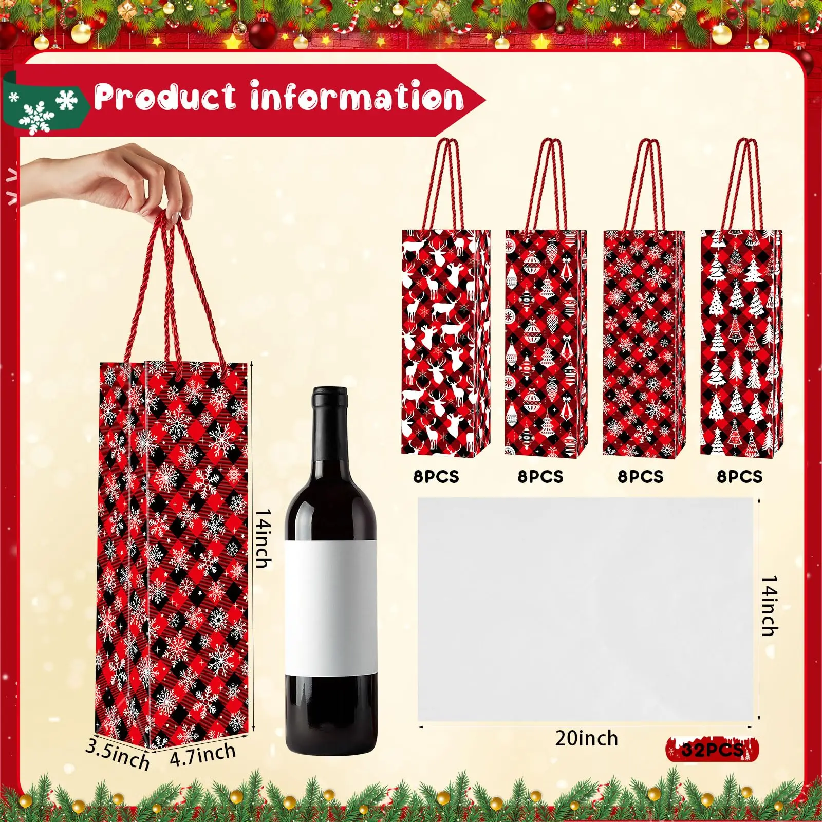 Wholesale Thickened Custom Paper Single Wine Bottle Bag