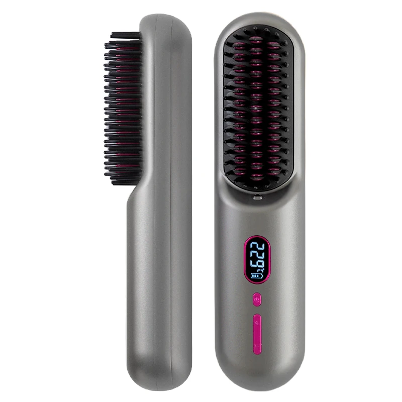 Portable Heated Mini Ionic Hot Comb Straightener Comb Fast Heating Cordless Mini Straightening Brush for Travel