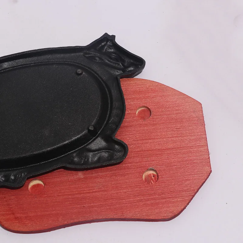 Cast Iron Sizzling Cow Shaped Set Cast Iron Cow Griddle Bull Sizzle Plate
