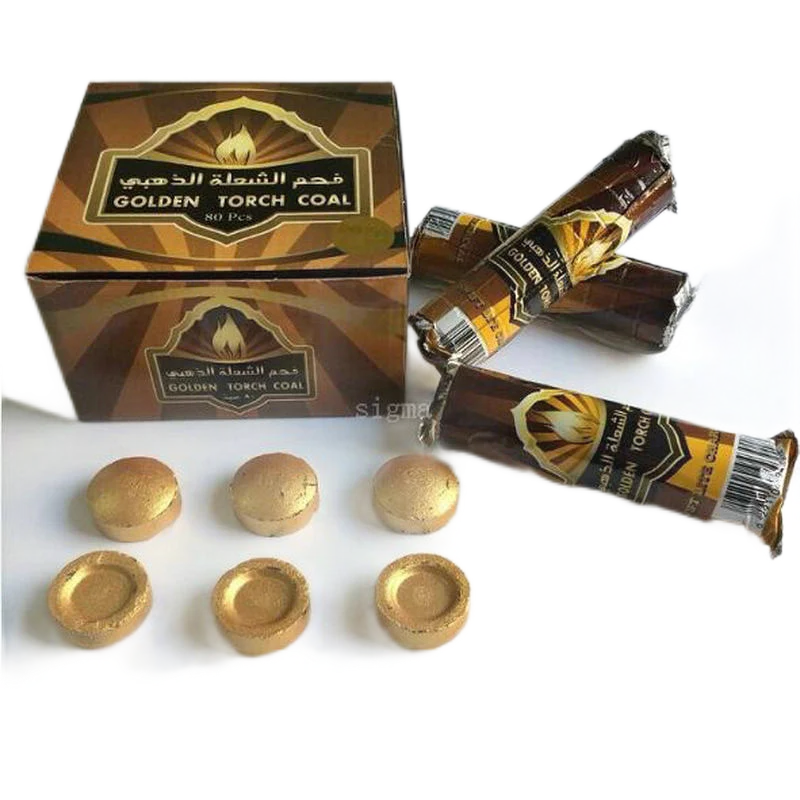 Arabian Hookah Charcoal 33mm Colorful Fast Burn Smokeless Odorless Incense Charcoal Coconut Coal Round Hookah