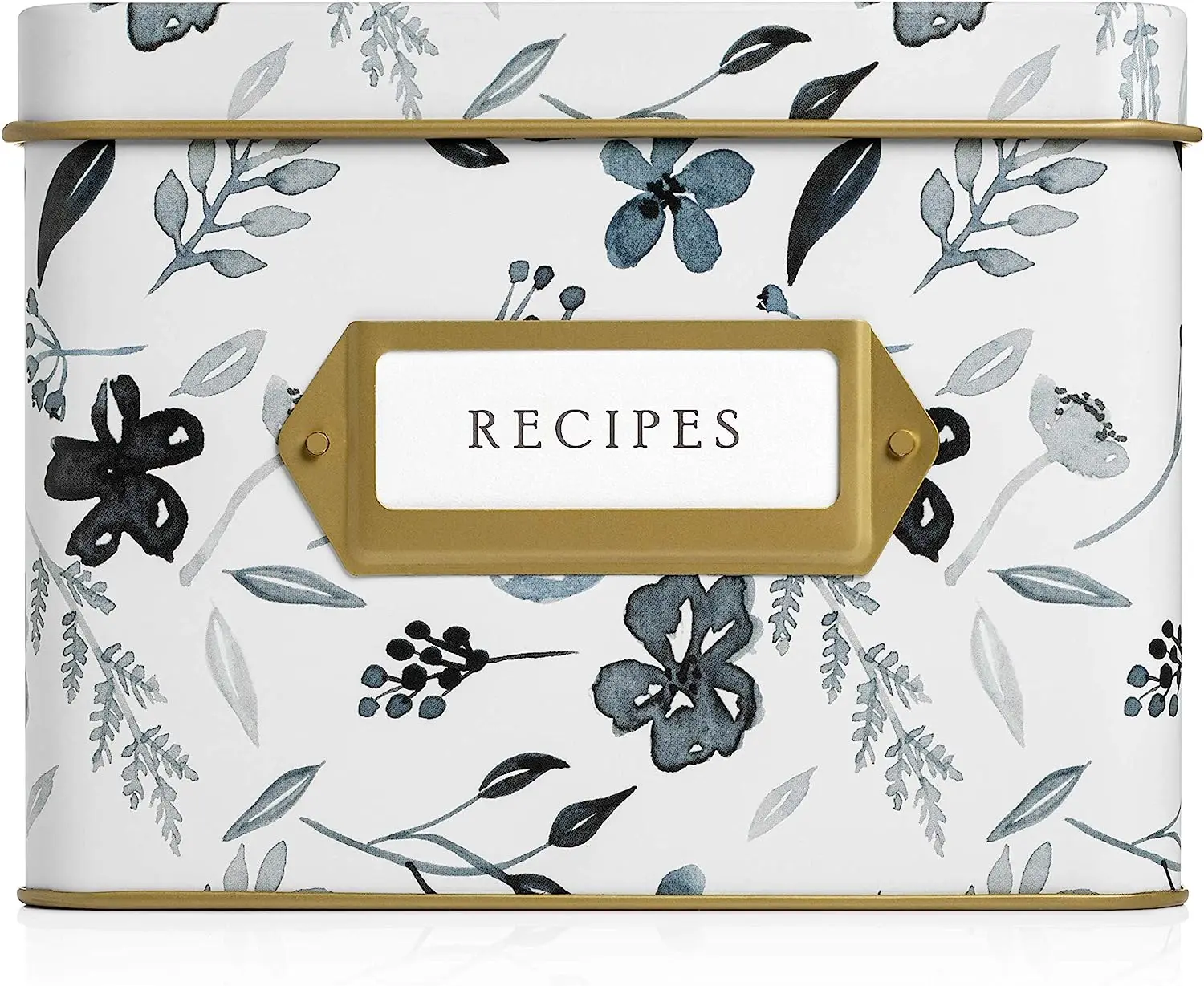 High End Metal Tin Box Recipe Metal Recipe Box Rectangular Tin Box With Hinge for Recipe Cards Custom