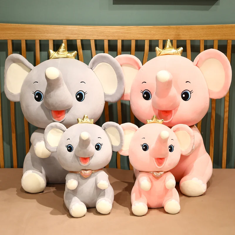 Custom Bedtime Baby Elephant Plush Toys Stuffed Animal Toys Creative Gray Pink Big Ears Soft Plush Elephant