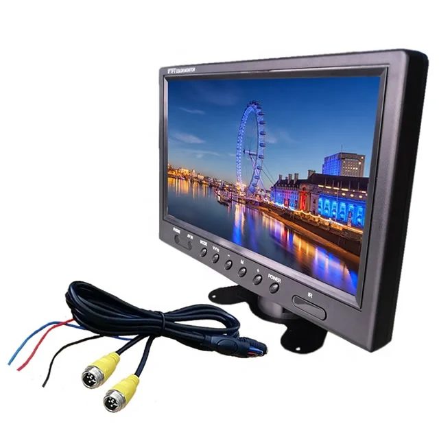 4-Pin connector desktop bracket 2 channels video input 9 inch car reverse monitor with cable Connect the MDVR camera for Trailer