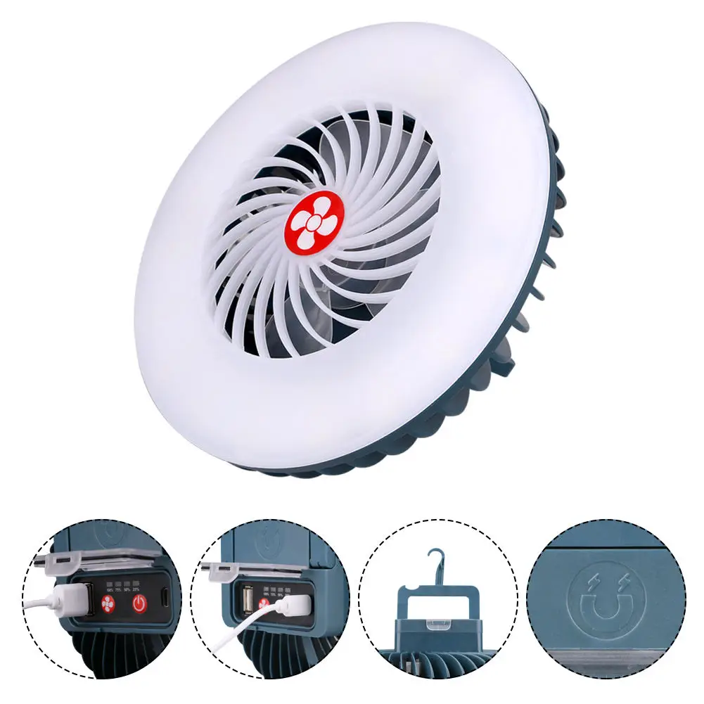 USB Rechargeable LED Tent Lantern Higher Brightness 500LM 2 In 1 Multifunctional USB Portable Charging Fan Light With Fan For Li