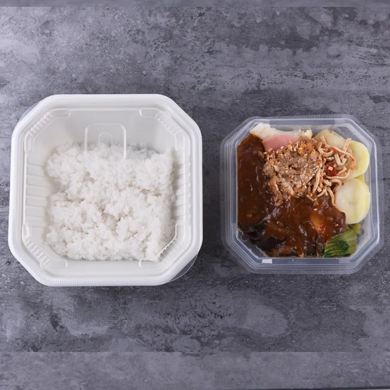 Disposable square reusable food storage microwavable PP food containers heat resistant lunch box with compartments