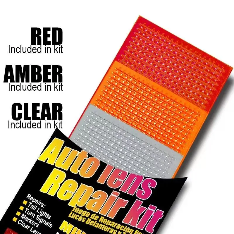 Auto Lens Repair Kit Multi-Pack Car Lights Crack Repair Film Headlight Taillight Repair Tools 3PCS Comes with Red Amber Clear