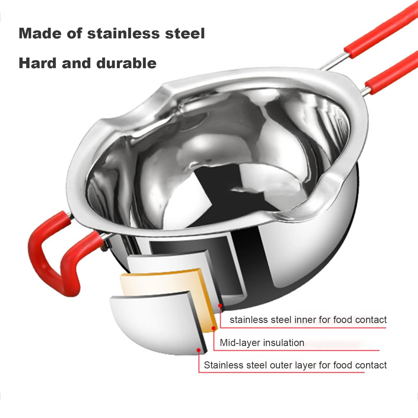 The pot with ergonomic handles provide a comfortable grip ensuring ease of use and control while cooking