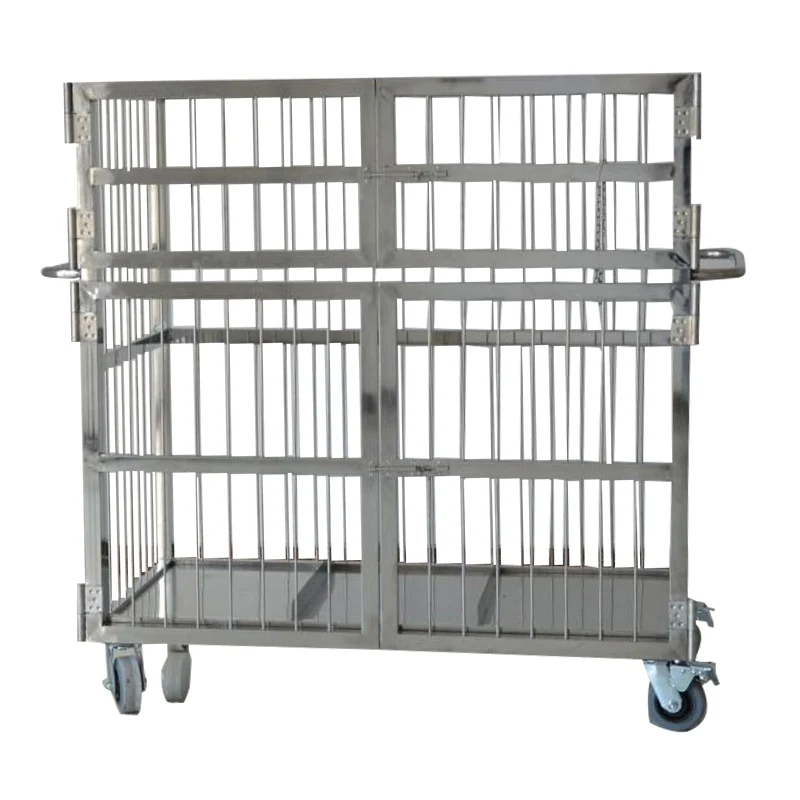 Commercial Lockable Storage Pallet Cage Container Stainless Steel Wire Mesh Security Cage Durable Foldable Trolley Outdoor