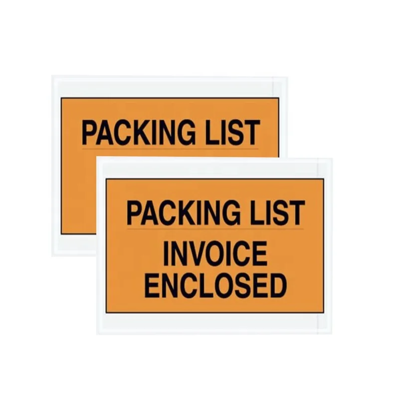 Self-adhesive packing list envelopes for documents