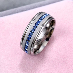 Fashion 8mm chunky Classic Long Strips finger Ring Male Stainless Steel Jewelry Wedding Ring For Mens And Woman