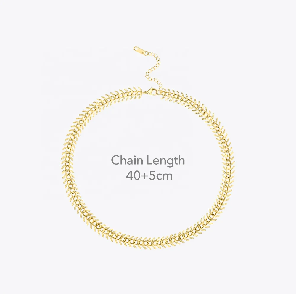 18K Gold Plated Stainless Steel Jewelry Spike Chain Embossing Craft Accessories Necklace P203074