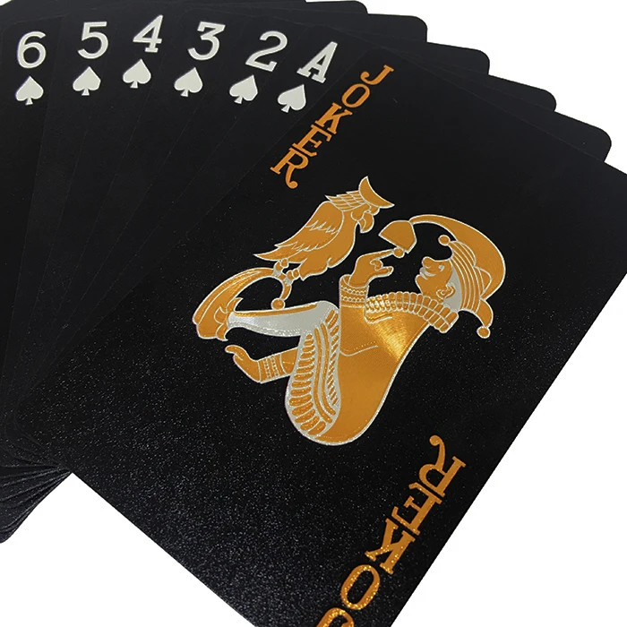 
GS-18178 Color Printing Playing Cards Black Foil PET Poker Cards 