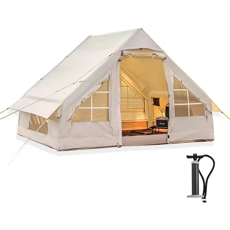 Large Portable Glamping Waterproof Air Poles Cabin Tents Outdoor Camping Inflatable Tent For Family Travel