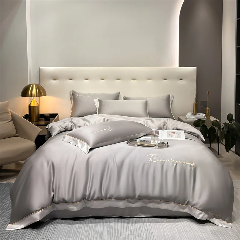 High Quality Satin Bedding Set 100% Polyester duvet cover bed sheets 4pieces home bedding set