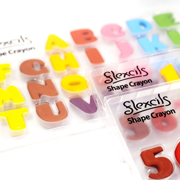 8 Colors Radom Combination Shape Flexcils 3D Letters Plastic Crayon Box bendable for
