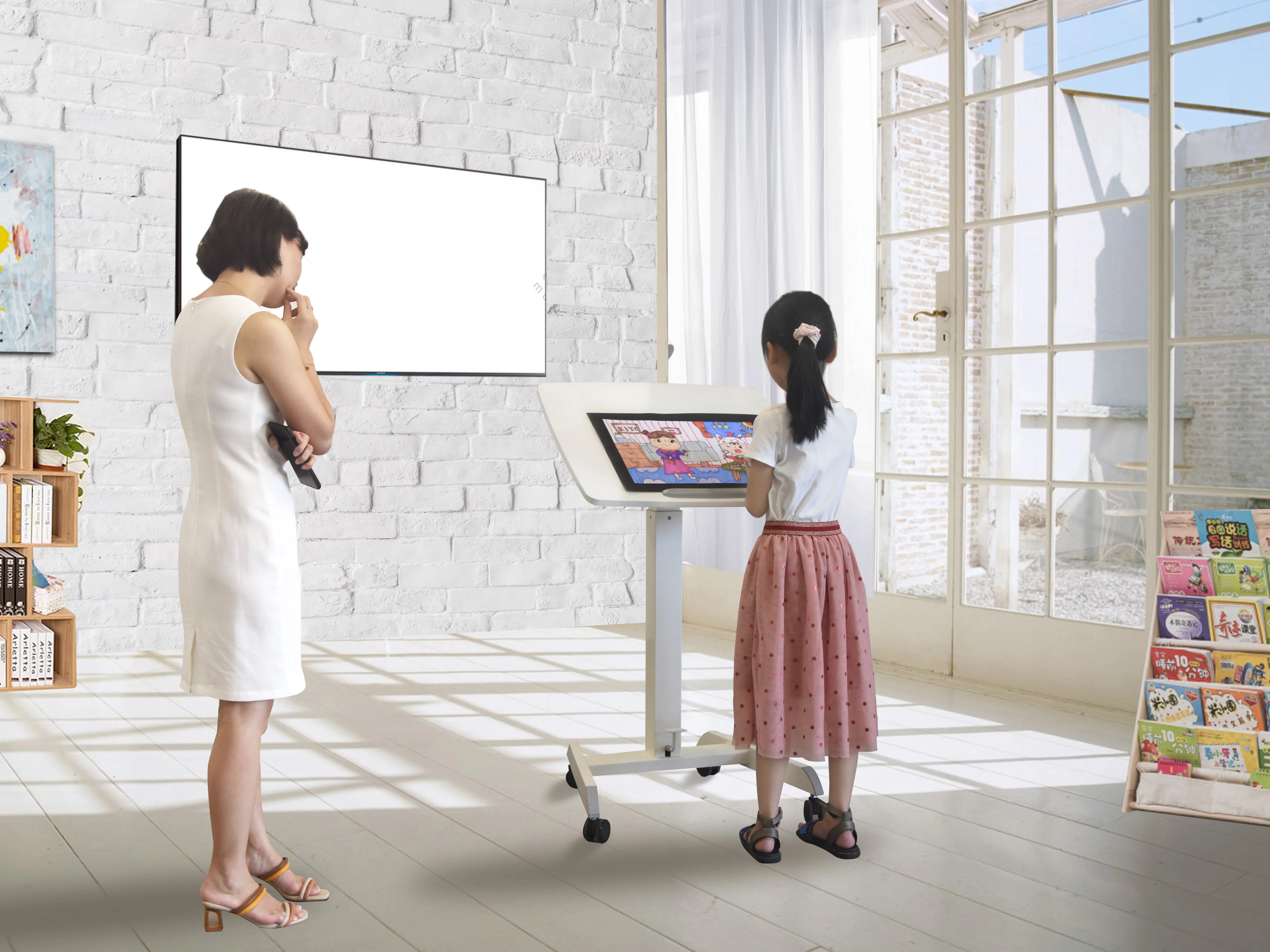 Height Adjustable Mobile Workstation with Tiltable desktop