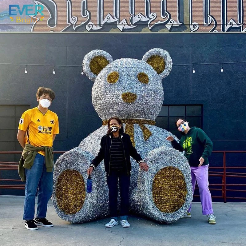 outdoor lighted polar bears christmas decorations 3D Giant motif Bear for shopping mall Holiday modeling light