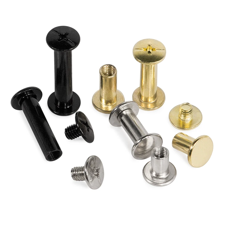 Manufacture Brass Bronze Black Siver Decorative  m3x3 Chicago Screws for Bag,leather